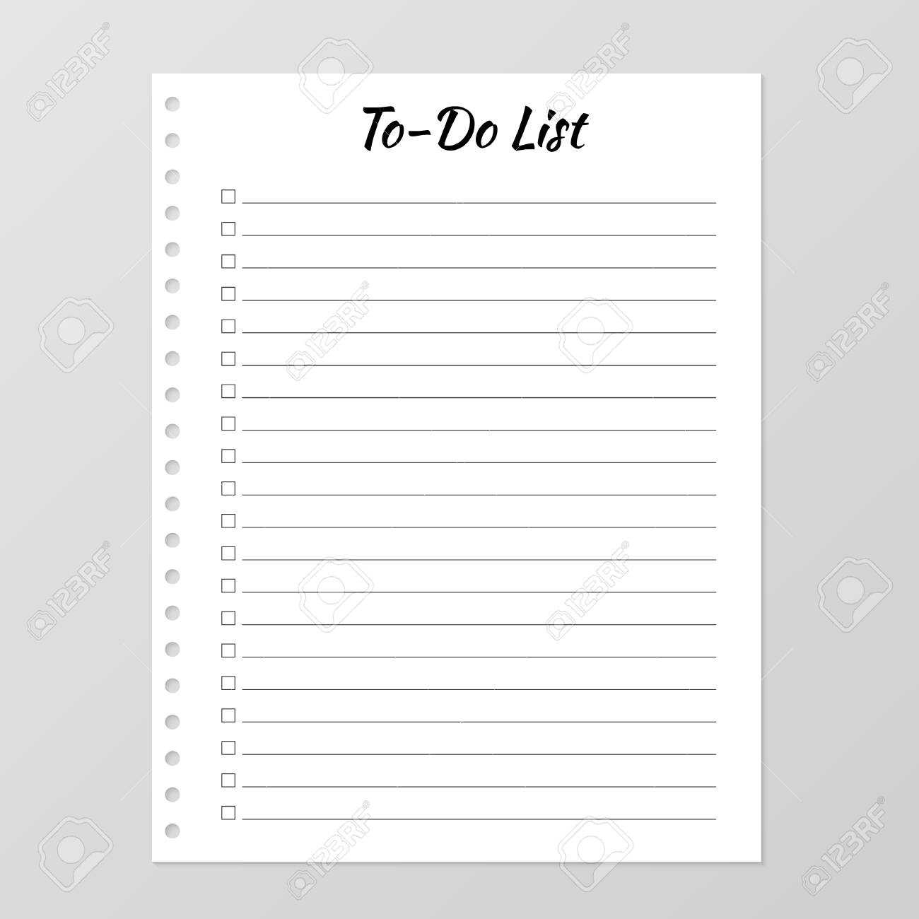 To Do List Template. Daily Planner Page. Lined Paper Sheet. Blank.. Intended For Blank To Do List Template