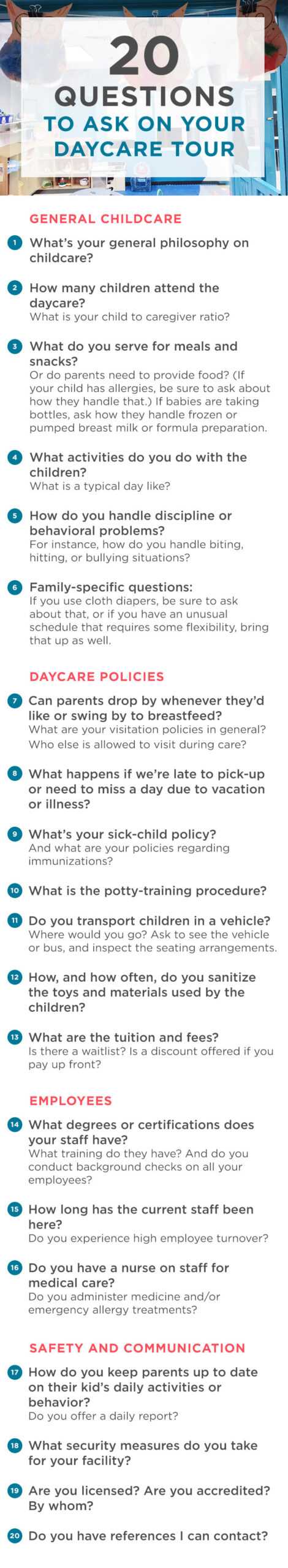 Top 20 Questions To Ask At Your Daycare Tour For Daycare Infant Daily Report Template