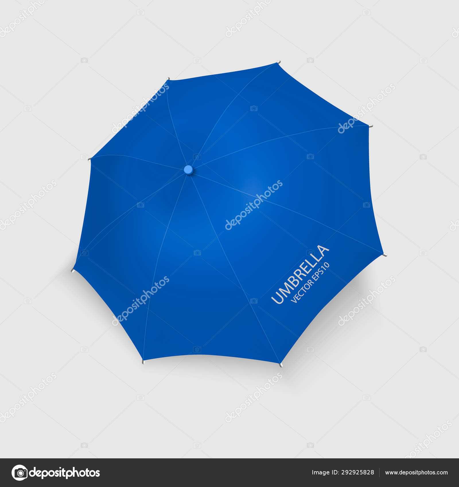 Vector 3D Realistic Renderblue Blank Umbrella Icon Closeup With Blank Umbrella Template