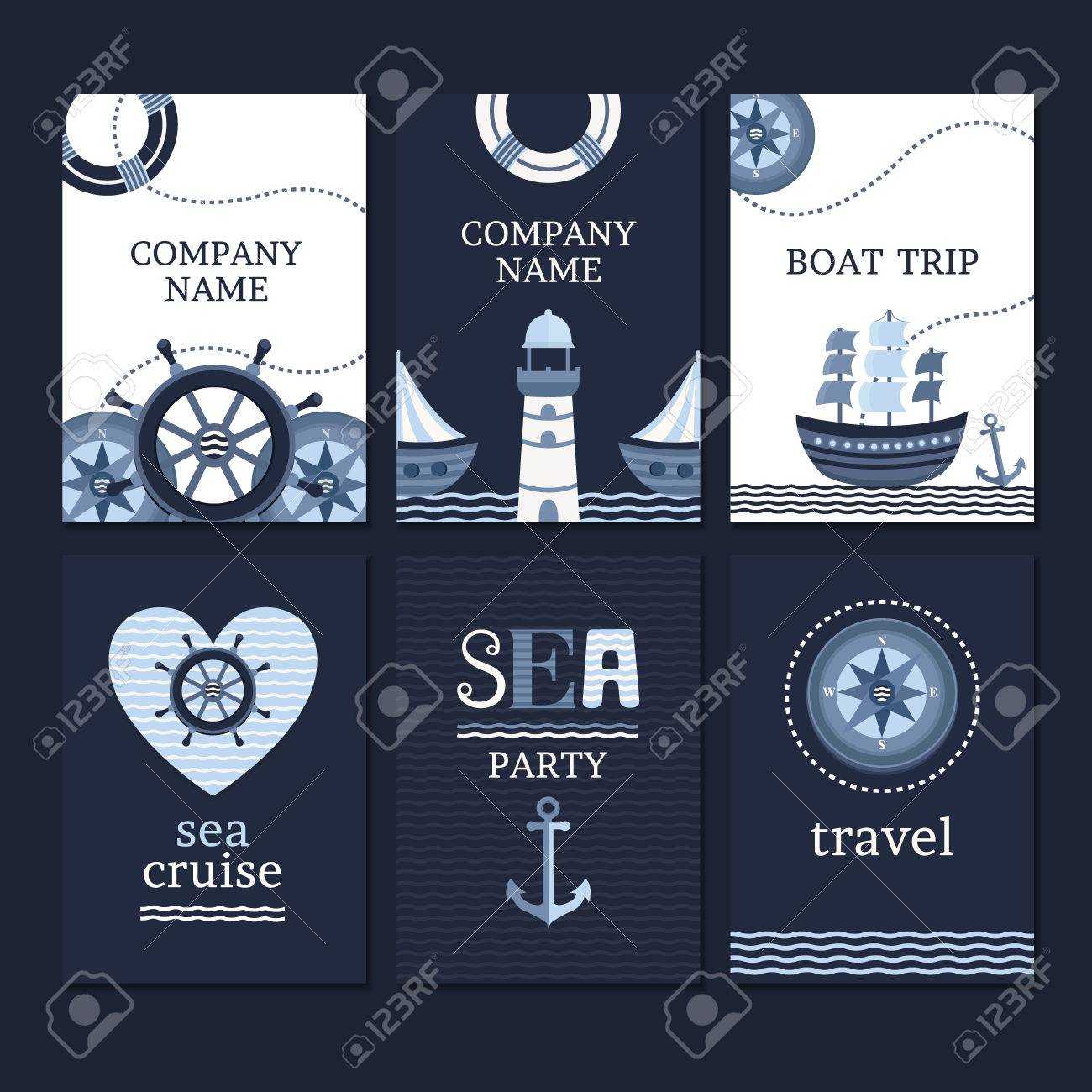 Vector Collection Of Marine Cards And Flyers. Save The Date Cards Template.  Set Banners In Sea Style. Set Of Elements For Cards And Invitations. Intended For Save The Date Banner Template