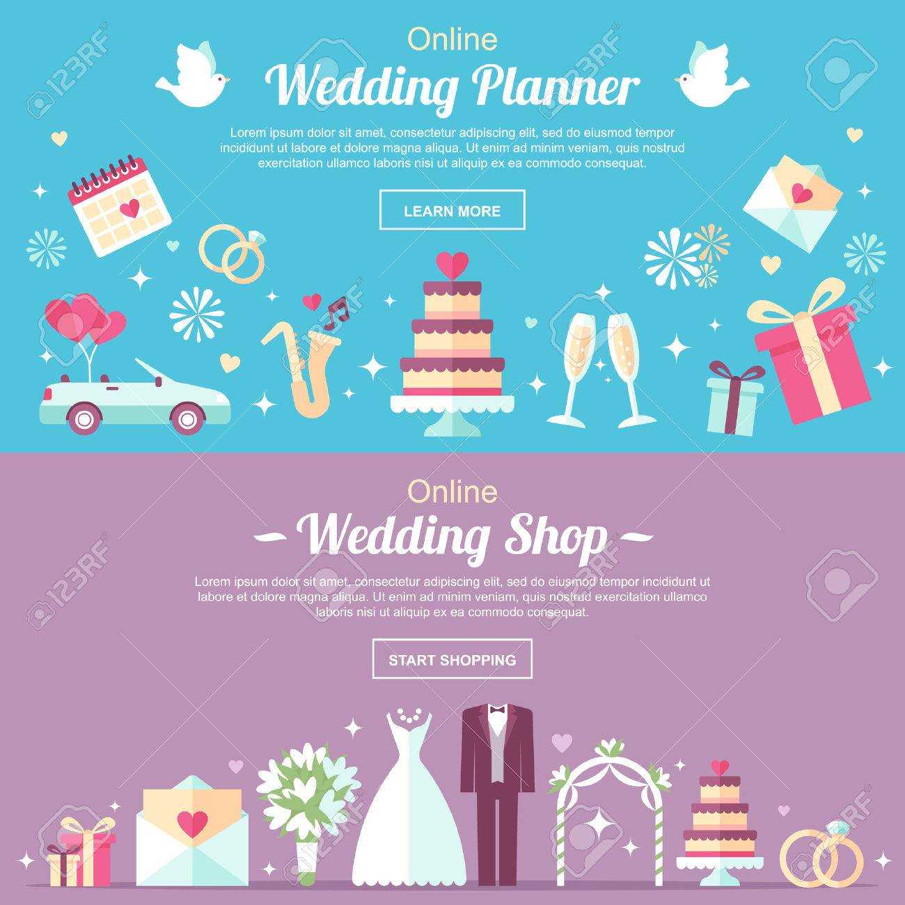 Vector Header And Banner Design Templates. For Online Wedding.. Intended For Wedding Banner Design Templates