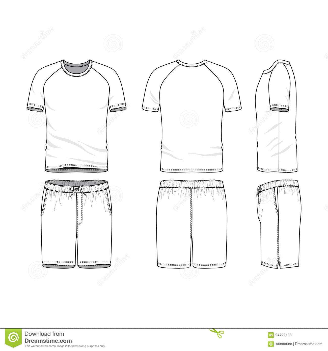 Vector Templates Of Blank T Shirt And Shorts Stock Vector Pertaining To Blank Model Sketch Template
