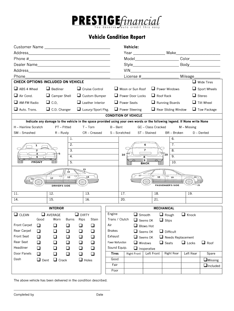 Vehicle Condition Report – Fill Online, Printable, Fillable Intended For Truck Condition Report Template