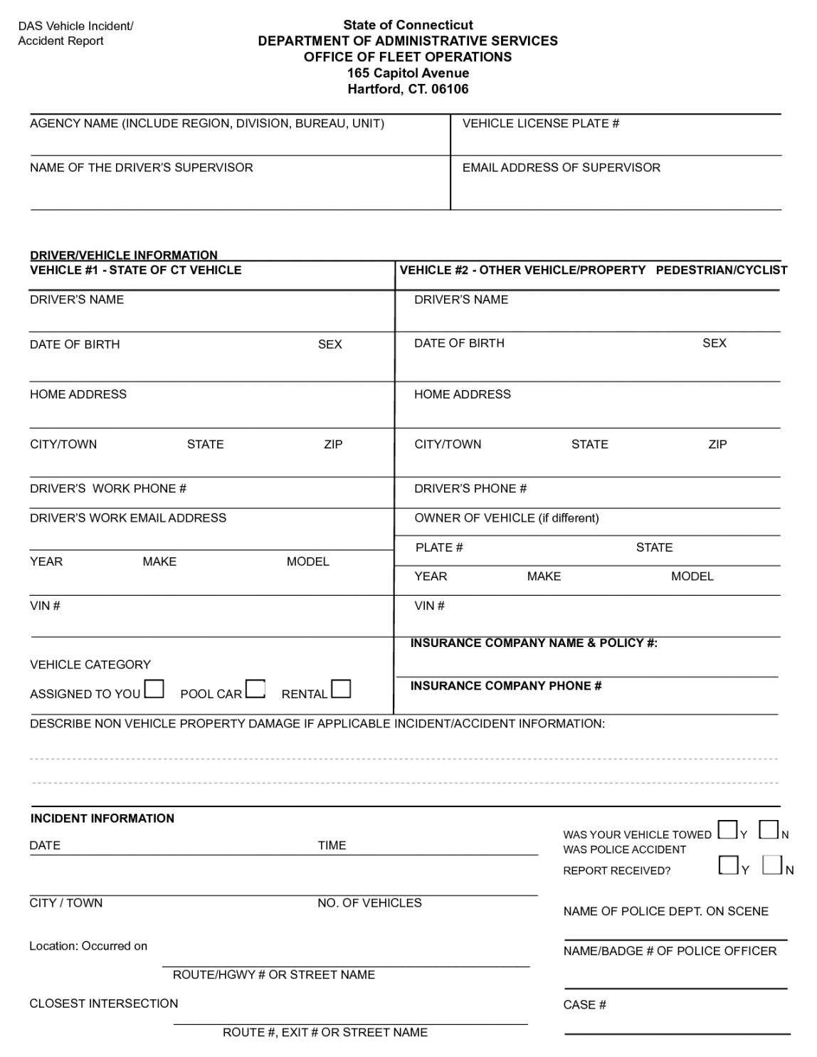 Vehicle Incident Report Template Inside Motor Vehicle Accident Report Form Template
