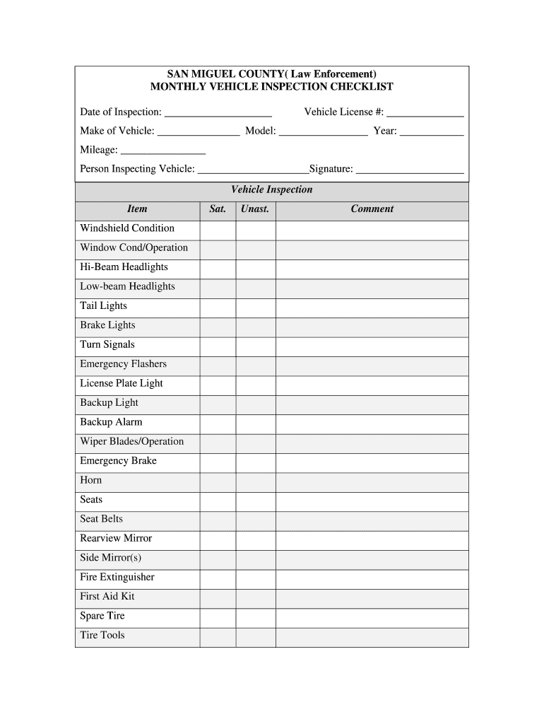 Vehicle Inspection Checklist – Fill Online, Printable Intended For Vehicle Checklist Template Word