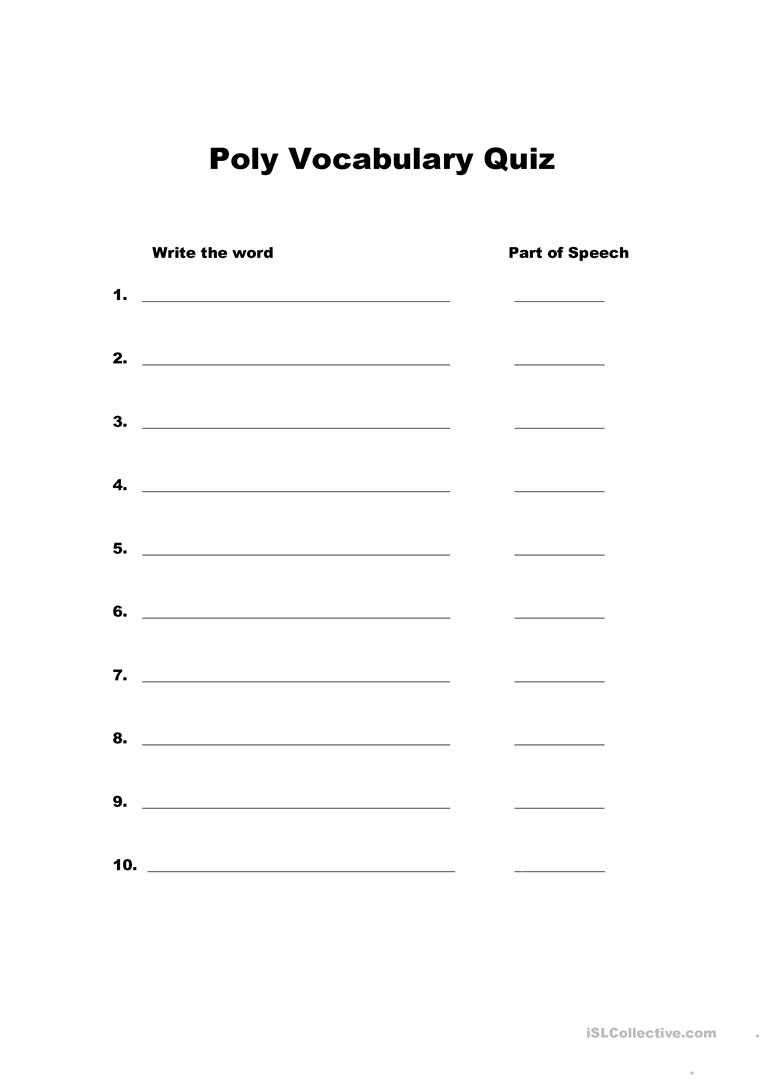 Vocabulary Quiz Template – English Esl Worksheets For Pertaining To Vocabulary Words Worksheet Template