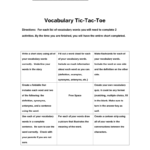 Vocabulary Tic Tac Toe In Tic Tac Toe Template Word
