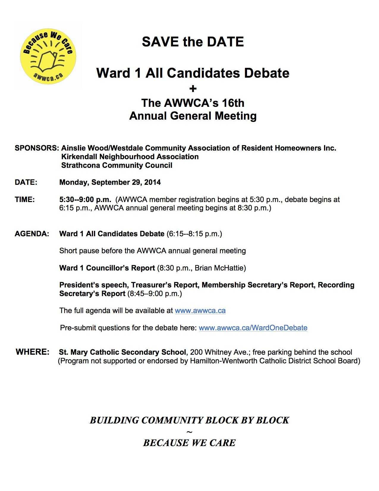 Ward 1 All Candidates Debate + The Awwca's 16Th Annual Inside Treasurer's Report Agm Template