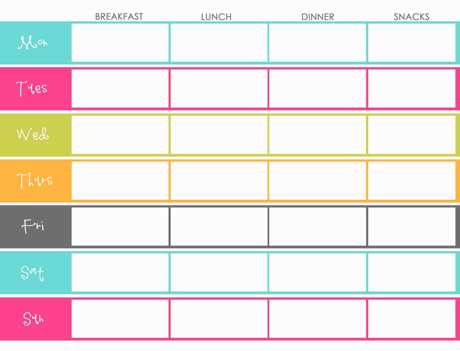 Weekly Meal Planner For Family Templates | Printable Weekly With Weekly Meal Planner Template Word