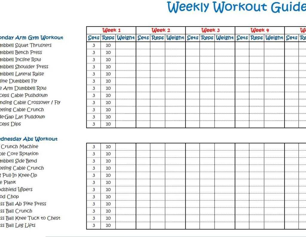 Weekly Workout Program Schedule Template Doc And Excel With Regard To Blank Workout Schedule Template