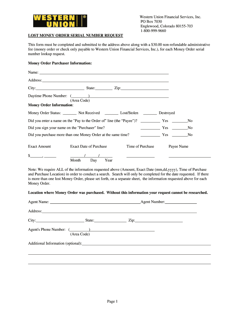 Western Union Form – Fill Online, Printable, Fillable, Blank In Blank Money Order Template
