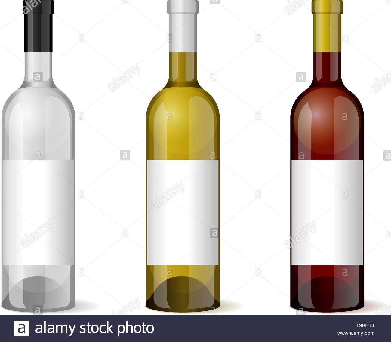 Wine Realistic 3D Bottle With Blank White Label Template Set In Blank Wine Label Template