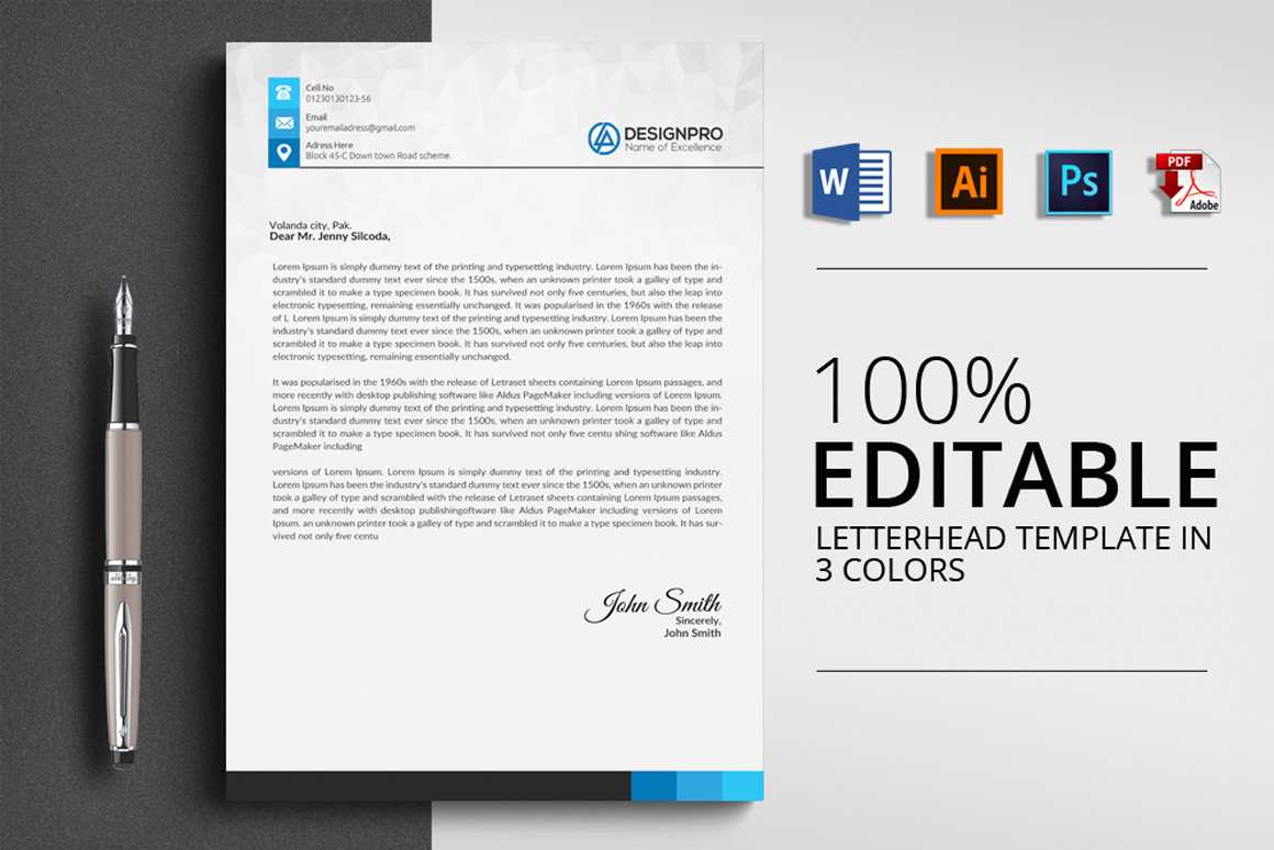 Word Letterhead Template – Vsual Within Word Stationery Template Free