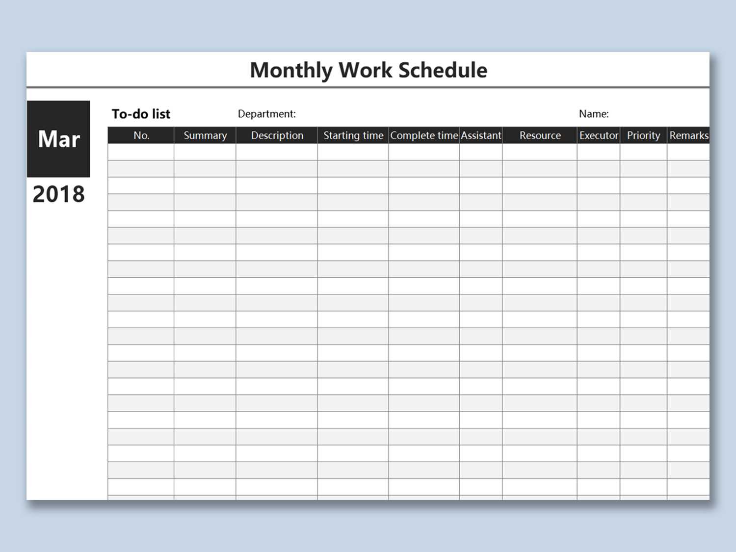 Work Schedule Spreadsheet Plan Template Excel Download Free With Blank Monthly Work Schedule Template