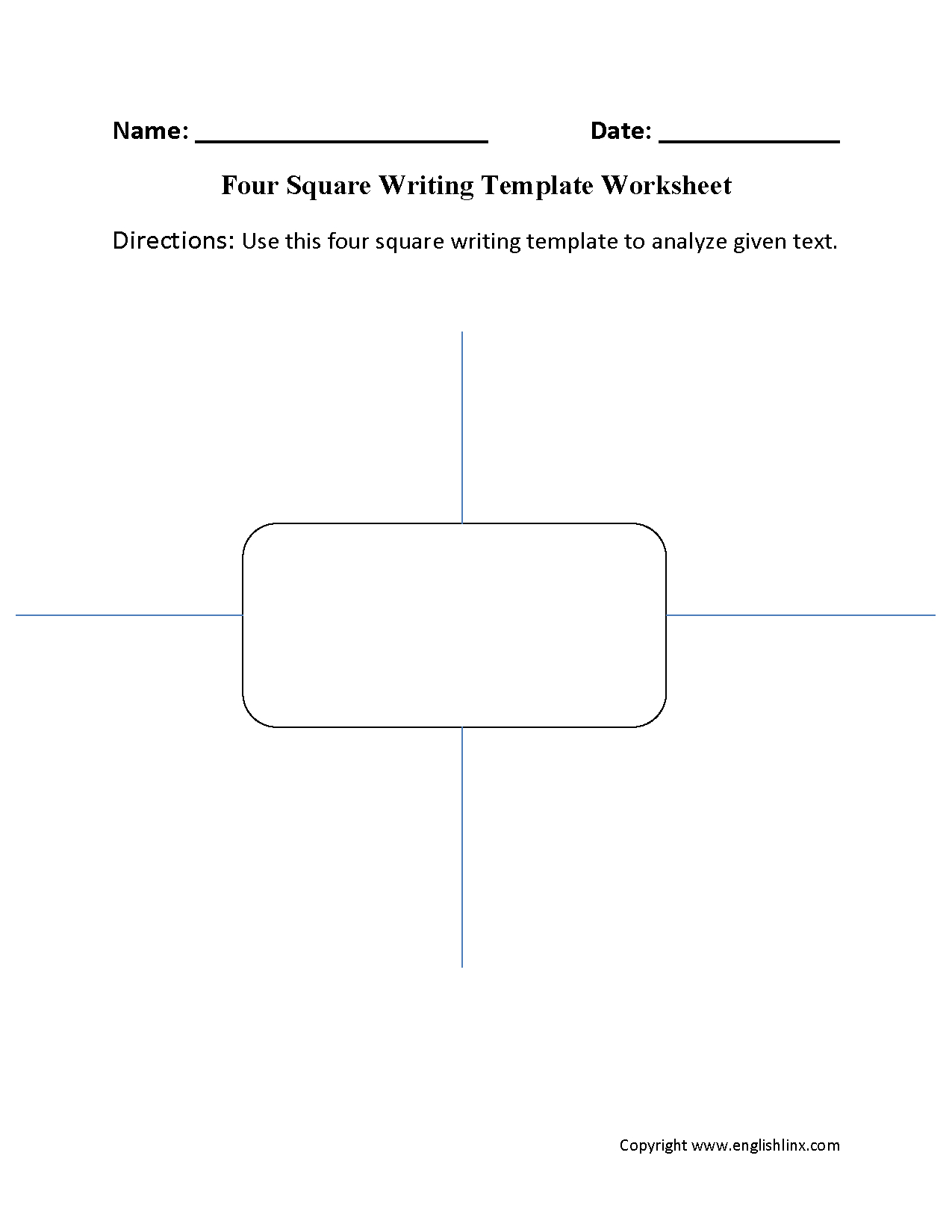 Writing Template Worksheets | Four Square Writing Template With Regard To Blank Four Square Writing Template
