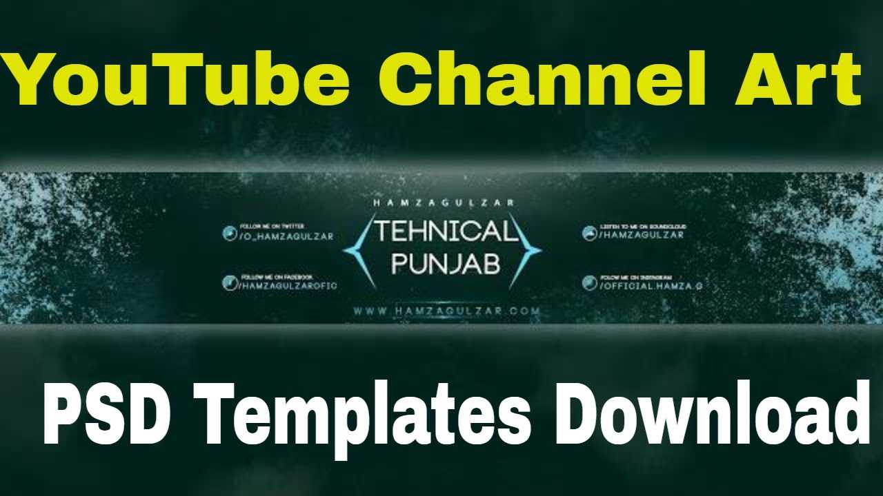 Youtube Channel Art Template Psd Free Download Inside Youtube Banner Template Size