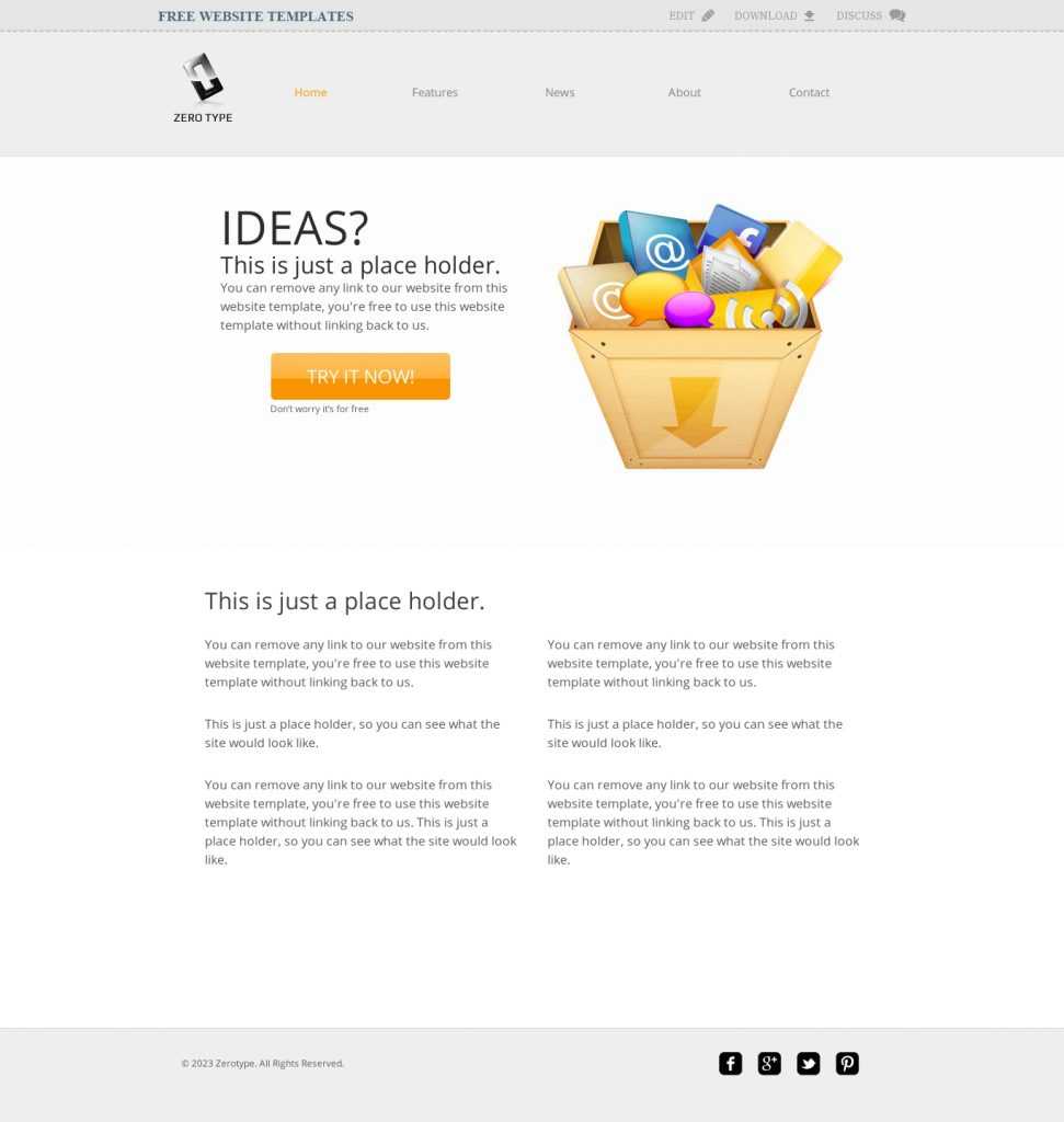 Zerotype A Blank Canvas Template – Web Template » All Free Intended For Blank Food Web Template